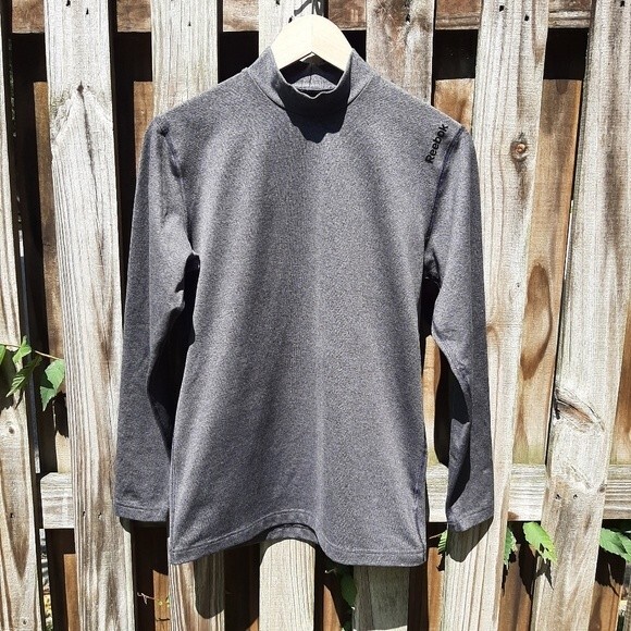 Reebok Play Warm Mock Neck Activewear Top Layer Grey Running Workout Size M - Picture 12 of 13